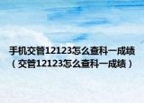 手機(jī)交管12123怎么查科一成績（交管12123怎么查科一成績）