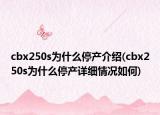 cbx250s為什么停產(chǎn)介紹(cbx250s為什么停產(chǎn)詳細(xì)情況如何)