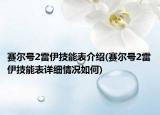 賽爾號2雷伊技能表介紹(賽爾號2雷伊技能表詳細情況如何)