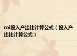 roi投入產(chǎn)出比計算公式（投入產(chǎn)出比計算公式）