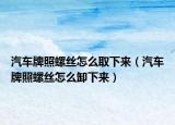 汽車牌照螺絲怎么取下來(lái)（汽車牌照螺絲怎么卸下來(lái)）