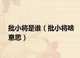 批小將是誰(shuí)（批小將啥意思）