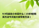 9.9元能在小米買(mǎi)什么（小米9的購(gòu)買(mǎi)方法今天給大家?guī)?lái)方法）