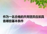 作為一名合格的共青團(tuán)員應(yīng)該具備哪些基本條件