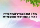 小學生參加夏令營注意事項（參加中小學夏令營 主要注意以下七點）
