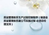 質(zhì)量管理體系生產(chǎn)過程控制程序（制造業(yè)質(zhì)量管理體系建立與實施過程 必須總經(jīng)理支持）