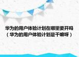 華為的用戶體驗(yàn)計(jì)劃在哪里要開(kāi)嗎（華為的用戶體驗(yàn)計(jì)劃是干嘛呀）