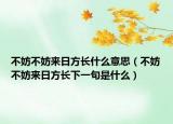 不妨不妨來(lái)日方長(zhǎng)什么意思（不妨不妨來(lái)日方長(zhǎng)下一句是什么）