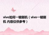 vivo如何一鍵刷機(jī)（vivo一鍵刷機(jī) 內(nèi)容僅供參考）