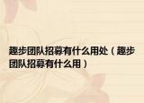 趣步團隊招募有什么用處（趣步團隊招募有什么用）