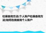 社保查詢(xún)方法(個(gè)人賬戶(hù)社保查詢(xún)方法)如何在線查詢(xún)個(gè)人賬戶(hù)
