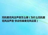 耳機麥克風(fēng)沒聲音怎么調(diào)（為什么耳機麥克風(fēng)沒聲音 快去檢查麥克風(fēng)設(shè)置）