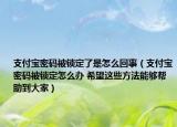 支付寶密碼被鎖定了是怎么回事（支付寶密碼被鎖定怎么辦 希望這些方法能夠幫助到大家）