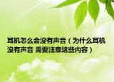 耳機怎么會沒有聲音（為什么耳機沒有聲音 需要注意這些內(nèi)容）