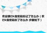 農業(yè)銀行k寶密碼忘記了怎么辦（農行k寶密碼忘了怎么辦 步驟如下）