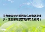 王者榮耀禁言時(shí)間怎么查詢還剩多少（王者榮耀禁言時(shí)間怎么查詢）