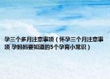 孕三個多月注意事項（懷孕三個月注意事項 孕媽媽要知道的5個孕育小常識）