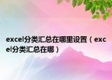 excel分類(lèi)匯總在哪里設(shè)置（excel分類(lèi)匯總在哪）