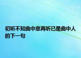 初聽不知曲中意再聽已是曲中人的下一句