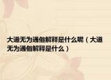 大道無(wú)為通俗解釋是什么呢（大道無(wú)為通俗解釋是什么）