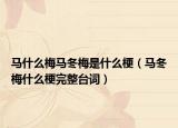 馬什么梅馬冬梅是什么梗（馬冬梅什么梗完整臺詞）