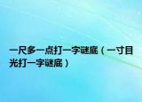 一尺多一點打一字謎底（一寸目光打一字謎底）