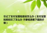 忘記了支付寶登陸密碼怎么辦（支付寶登陸密碼忘了怎么辦 不要慌請看下面的步驟）