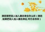 微信里把別人加入黑名單會(huì)怎么樣（微信,如果把別人加入黑名單后,對(duì)方會(huì)怎樣）