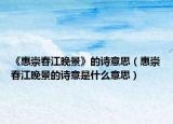 《惠崇春江晚景》的詩意思（惠崇春江晚景的詩意是什么意思）