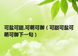 可鹽可甜,可萌可御（可甜可鹽可萌可御下一句）