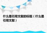 什么是引用文獻的標題（什么是引用文獻）