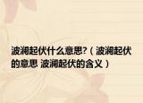 波瀾起伏什么意思?（波瀾起伏的意思 波瀾起伏的含義）