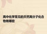 高中化學(xué)常見的天然高分子化合物有哪些