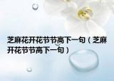 芝麻花開花節(jié)節(jié)高下一句（芝麻開花節(jié)節(jié)高下一句）