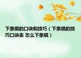 下象棋的口訣和技巧（下象棋的技巧口訣表 怎么下象棋）