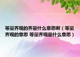 等量齊觀的齊是什么意思?。ǖ攘魁R觀的意思 等量齊觀是什么意思）