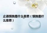 止語慎獨(dú)是什么意思（慎獨(dú)是什么意思）