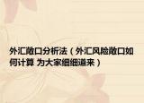 外匯敞口分析法（外匯風險敞口如何計算 為大家細細道來）