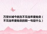 萬(wàn)里長(zhǎng)城今猶在不見(jiàn)當(dāng)年秦始皇（不見(jiàn)當(dāng)年秦始皇的前一句是什么）