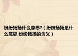 紛紛揚(yáng)揚(yáng)什么意思?（紛紛揚(yáng)揚(yáng)是什么意思 紛紛揚(yáng)揚(yáng)的含義）