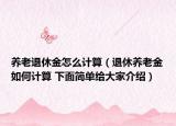 養(yǎng)老退休金怎么計(jì)算（退休養(yǎng)老金如何計(jì)算 下面簡單給大家介紹）