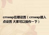cmwap在哪設(shè)置（cmwap接入點設(shè)置 大家可以操作一下）