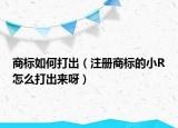 商標(biāo)如何打出（注冊商標(biāo)的小R怎么打出來呀）