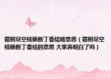 霜樹盡空枝腸斷丁香結(jié)啥意思（霜樹盡空枝腸斷丁香結(jié)的意思 大家弄明白了嗎）