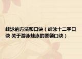 蛙泳的方法和口訣（蛙泳十二字口訣 關于游泳蛙泳的要領口訣）
