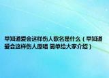 早知道愛會(huì)這樣傷人歌名是什么（早知道愛會(huì)這樣傷人原唱 簡單給大家介紹）