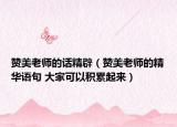 贊美老師的話精辟（贊美老師的精華語句 大家可以積累起來）