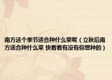 南方這個(gè)季節(jié)適合種什么菜呢（立秋后南方適合種什么菜 快看看有沒有你想種的）