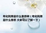 年化利率是什么意思?。昊适鞘裁匆馑?大家可以了解一下）