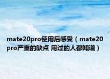 mate20pro使用后感受（mate20pro嚴(yán)重的缺點(diǎn) 用過的人都知道）